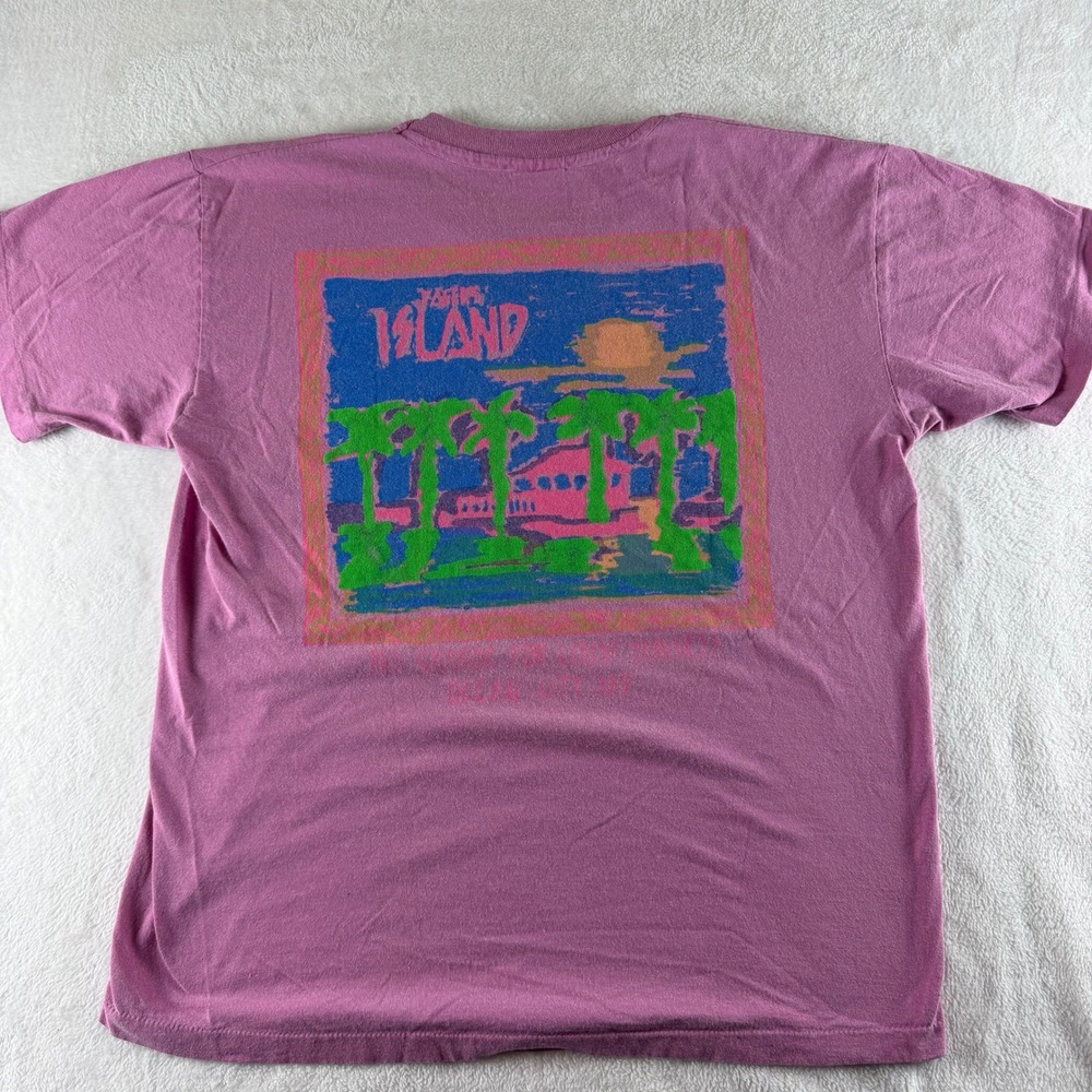 Anvil Graphic T-Shirt Vintage 90s Pigment Dye Pink Mens Large Made in USA